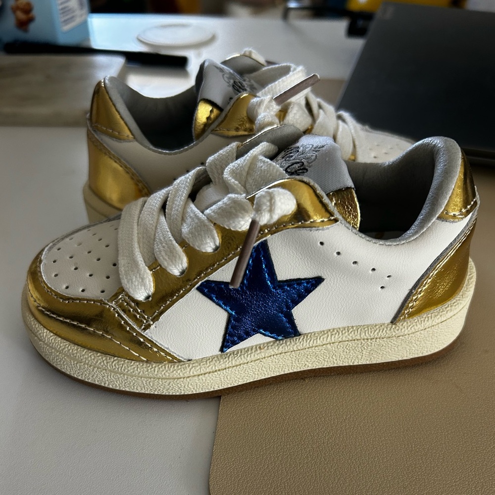 Kids Gold and Blue Star Sneakers